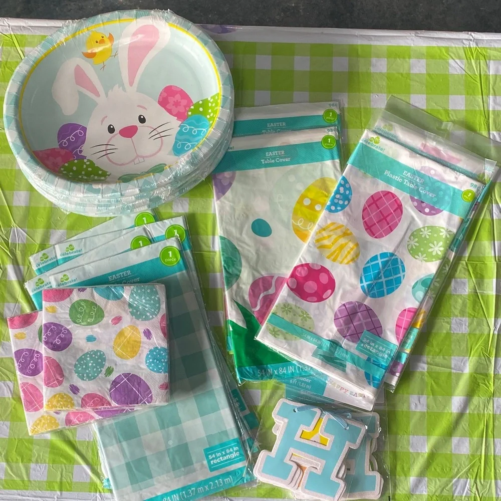 Easter Bunny and Egg Party Supplies Set